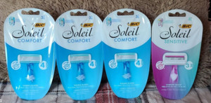 4 new packages Bic Soleil Comfort, Soleil Sensitive disposable razors, 12 ct, FS