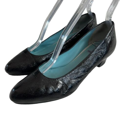 Thierry Rabotin high heels black patent leather textured pump 37.5 7 slip on - Picture 3 of 14