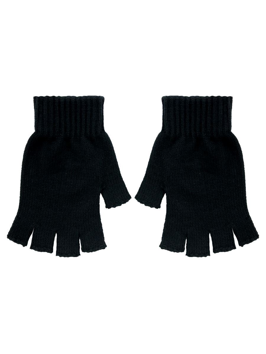 Black Essential Fingerless Gloves-S/M