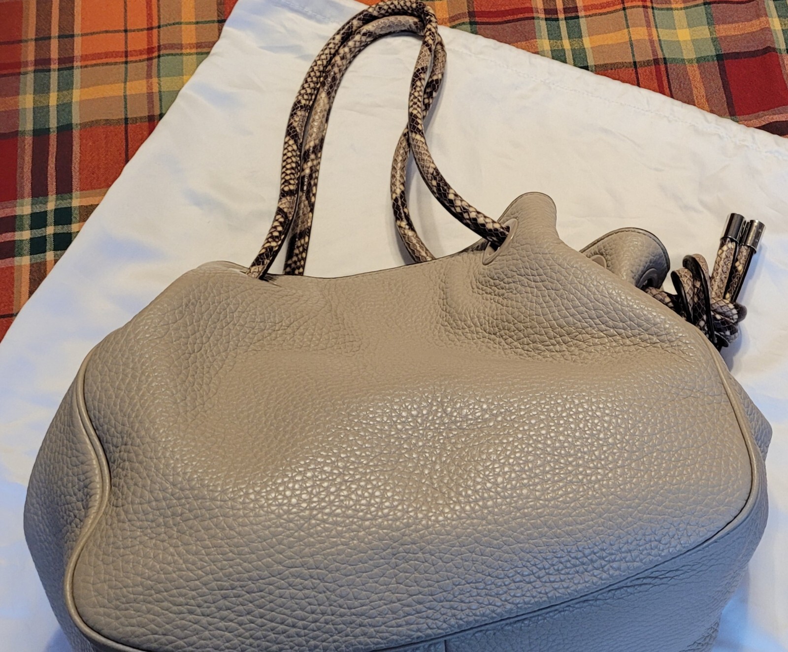 Authentic MICHAEL KORS Satchel Python Snake Taupe… - image 5