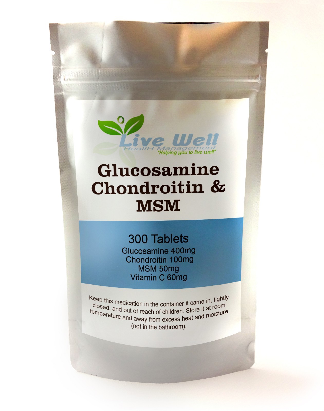 Live Well Glucosamine 400mg Chondroitin 100mg MSM 50mg & Vitamin C 60mg