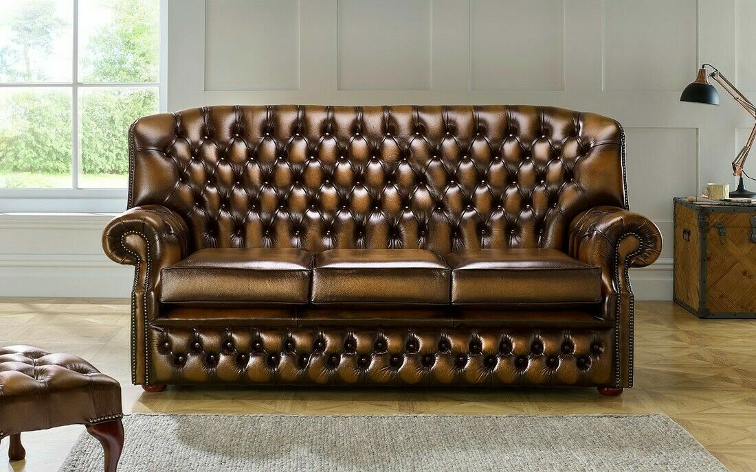 Chesterfield Sofa High Back Rust Leather Chesterfield High Back