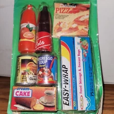 Vtg 90s Little Grocery Shopper Miniature Toy Groceries Play Food Kitchen Cooking