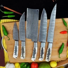 5-Knife Kitchen Skinner Set in Damascus Steel with Complimentary Cover - Upgrade