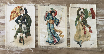 vintage tobacco silks Vintage tobacco silks Nebo Cigarettes dancing flag girls Scotland Japan  Mexico