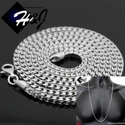 30''MEN WOMEN 925 STERLING SILVER 2.5MM FRANCO BOX CURB LINK CHAIN NECKLACE*SN5
