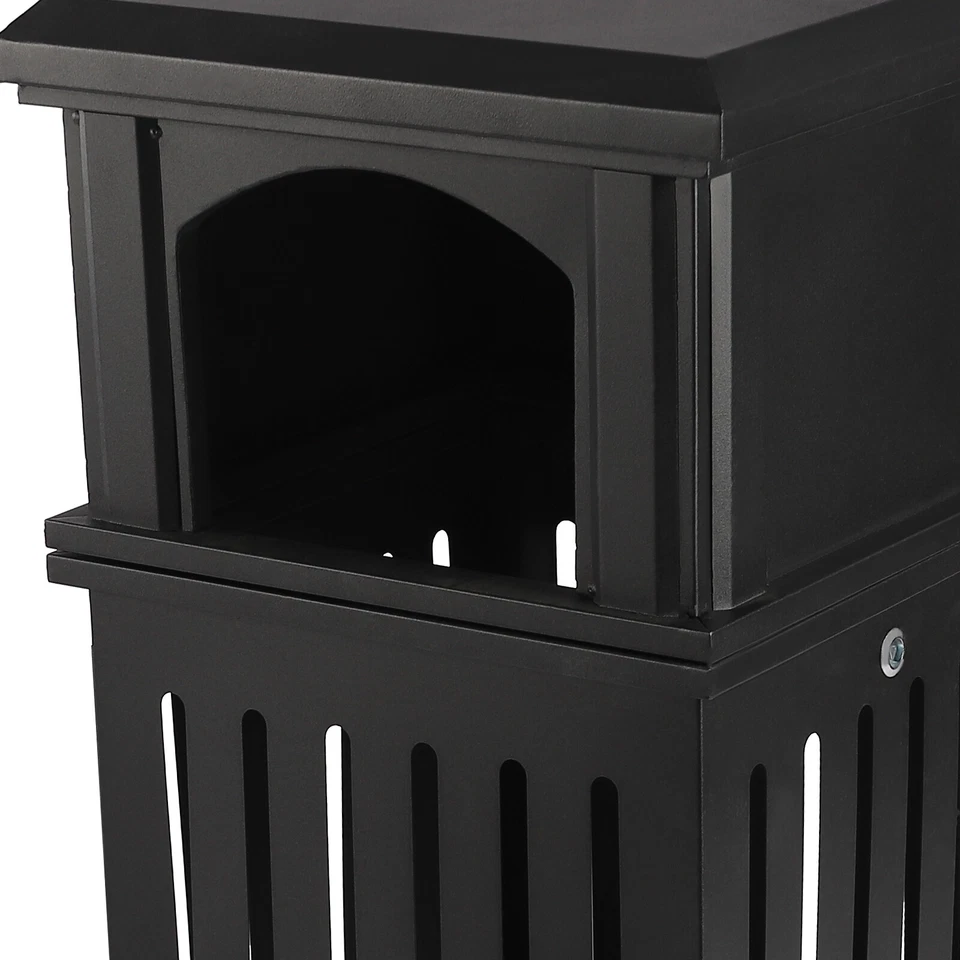 Bote de basura exterior negro oscuro recinto de basura con tapa de bloqueo tapa abierta interior Foto 4 de 4