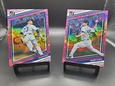 2022 Donruss Baseball Dominators Pink Fireworks Javier Baez and Gerrit Cole