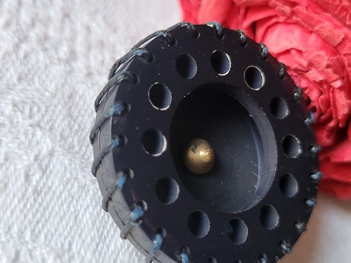 Collection gros bouton ancien bleu avec couture cousue 3,3 cm ref 1089 - Bild 3 von 5