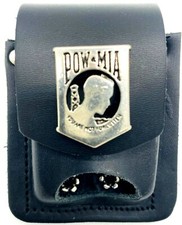Zippo Lighter Belt Loop Holder Black Genuine Leather Pow/Mia Snap Made in USA