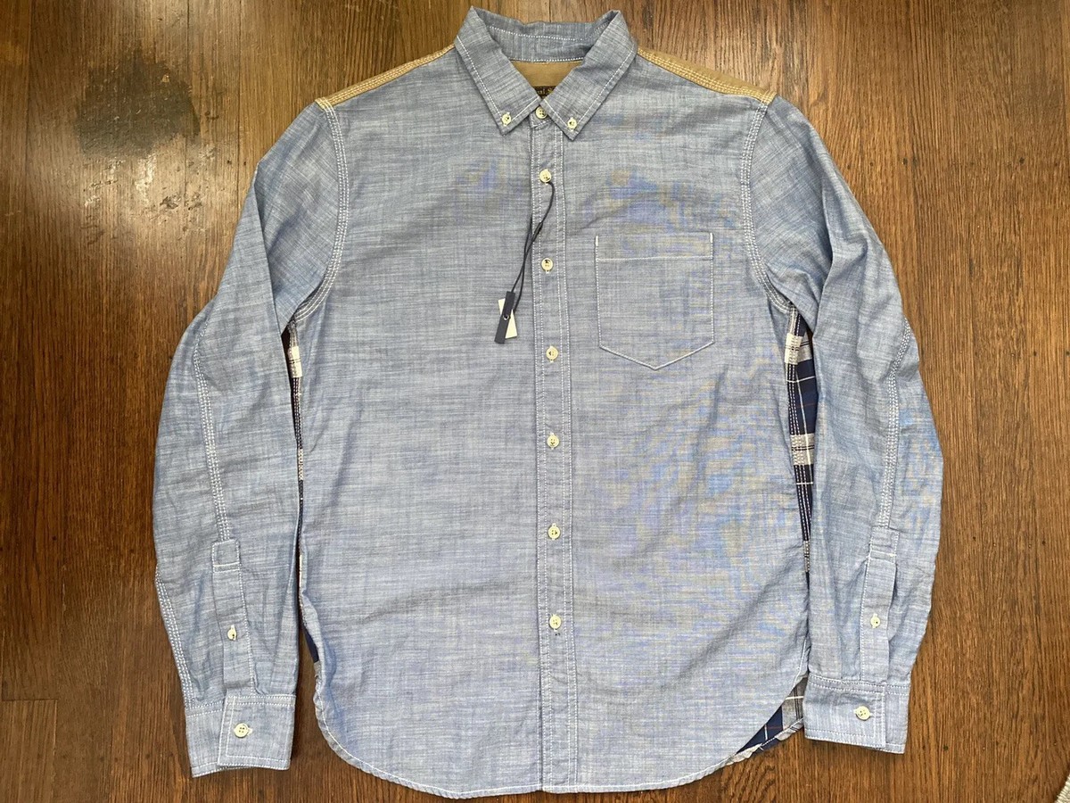 【JOURNAL STANDARD】新品未使用　CHAMBRAY SHIRT Journal Standard Chambray Canvas Flannel Mix Material Button