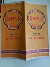  SHELL Oil Gas Service Station Original 1941 Road Map  METROPOLITAN BALTIMORE