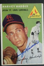 Harvey Haddix (d.1994) Cardinals Signed Autographed Vintage 1954 Topps #9 Card