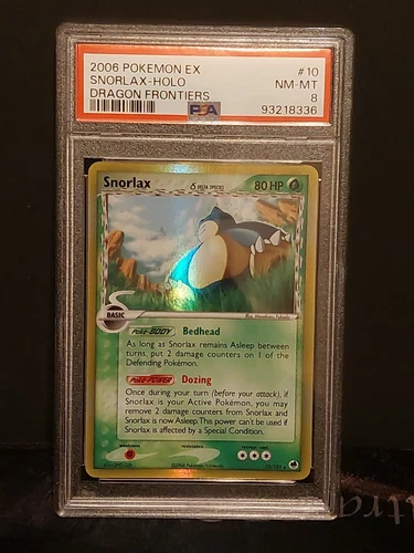 Pokemon Snorlax MISPRINT PSA 8 EX Dragon Frontiers Holo Delta Species #10/101