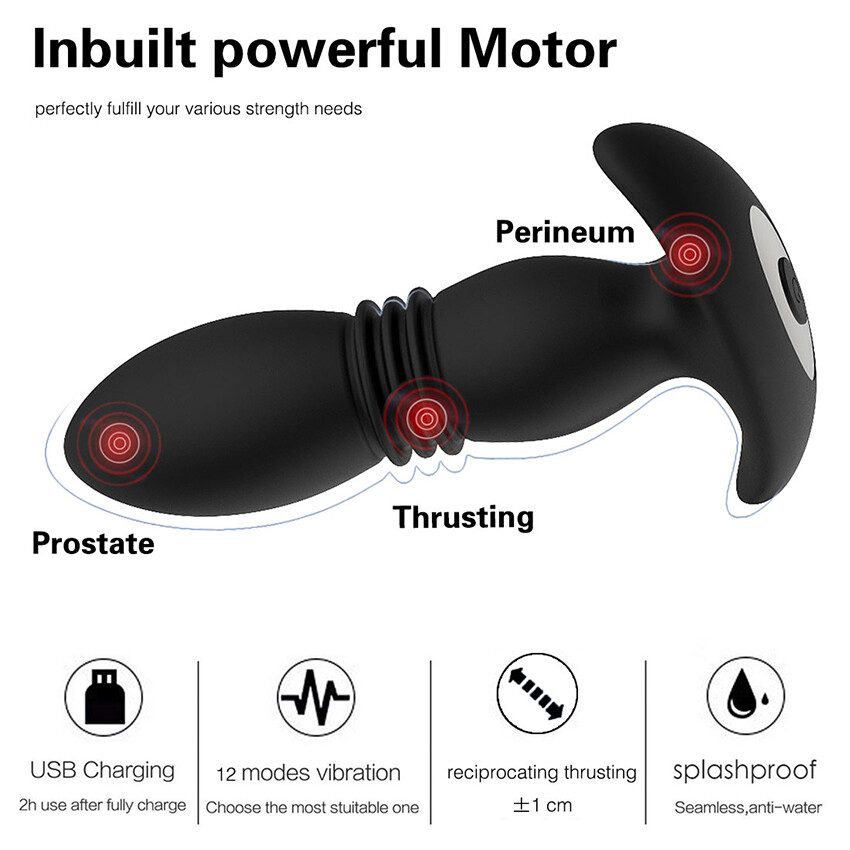 Telescopic Thrusting Anal Plug Vibrator Wireless Butt Plug Prostate  Massager | eBay