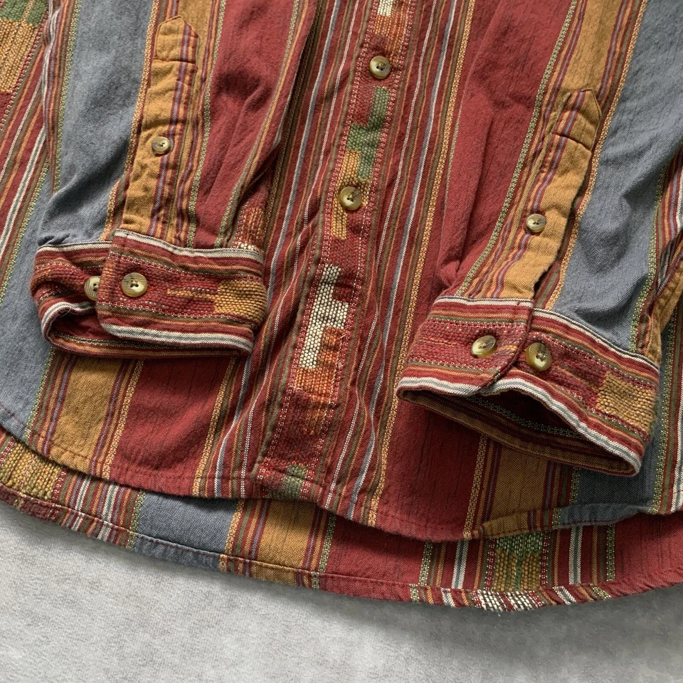 The Territory Ahead Button Up Shirt Size L T Red Striped Aztec Tribal Pattern - Image 4 of 4