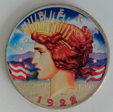 1922 Peace Silver Dollar Colorized on Both Sides - 90% Silver