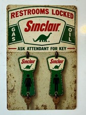 Sinclair Oil Corporation Restroom Sign - Vintage Key Fob Restrooms Locked