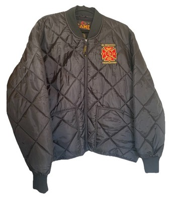 El Segundo Fire Dept. Jacket Black Game Workwear Quilted Nylon Bomber Puffer XL