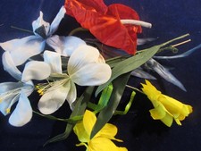 Vtg Millinery Flower Collection Lot Red Blue Yellow 3-5" Blooms H5703