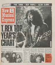 NME 1 JAN 1972 . MARC BOLAN T. REX FRONT COVER . HARRY NILSSON JOHN LENNON UFO