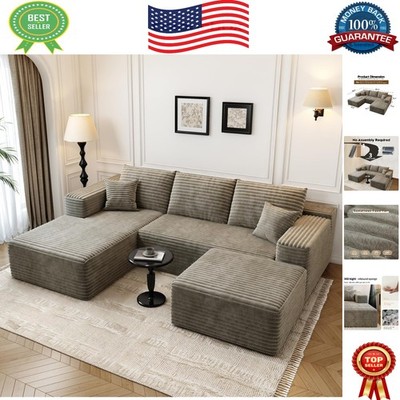 Luxury Corduroy Couch with Left-Facing Chaise - Perfect for Modern Living