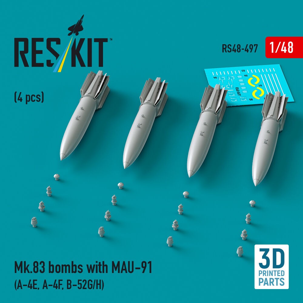 ResKit RS48-0497 1:48 Mk.83 Bombs With MAU-91 (4 Pcs) Resin Kit