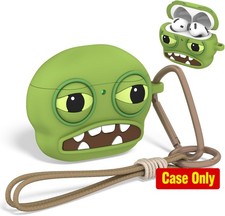 Funny Protective Case for AirPods 5/4 2026/2024 Green, Ugly 3D Cartoon Soft Sil