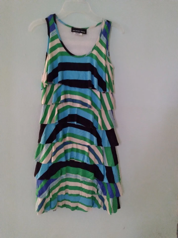 Vestido Niña Un Deux Trois Multicolor Verde Azul Blanco Sin Mangas Talla 10 Niños Foto 2 de 4