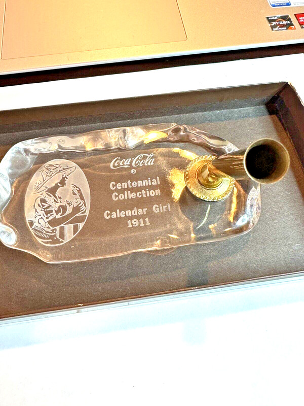 Fostoria Centennial Collections Coca-Cola Crystal Paper Weight With Pen Holder