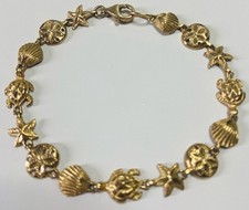 Vintage 10K Yellow Gold Sea Life 7 in. Bracelet