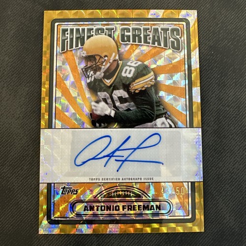 2024 TOPPS FINEST ANTONIO FREEMAN FG-AF GREATS REFRACTOR GEOMÉTRICO DORADO AUTOMÁTICO/50 - Imagen 1 de 2