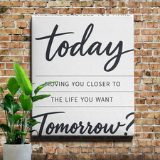 Minimal black motivational quote about today and tomorrow Poster Print