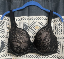 Wacoal Bra Black Floral Lace Finesse T Shirt Underwire Size 34DDD Style 853201