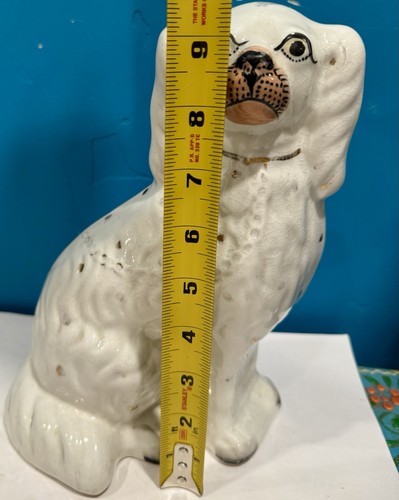 Antigua estatuilla de perro Spaniel STAFFORDSHIRE 9" de alto siglo XIX pintada a mano - Imagen 3 de 8