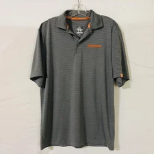 Whataburger Polo Shirt Mens Medium Gray Stripe Uniform Work Logo Embroidered
