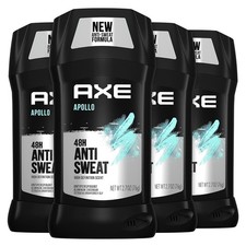 AXE Apollo Antiperspirant Deodorant Stick Men 48H Sweat Protection 4 Pack