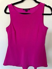 Boston Proper Fuchsia Pink Sleeveless Peplum Top Size S