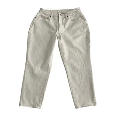 Old Navy Curvy OG High Rise Jeans Straight Leg Women 12 Petite Beige Button Fly