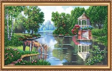 Bead Embroidery Kit "Watering place" Stitching Handmade Beadwork