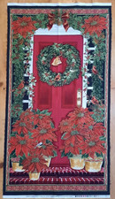 Timeless Treasures Holiday Poinsettia Fabric Panel 23" x 42" Christmas Quilt