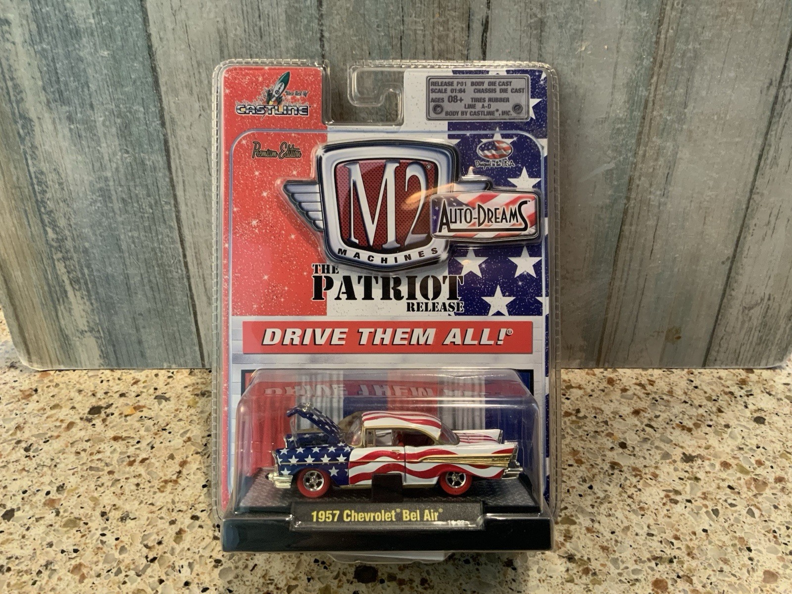 M2 Machines Gold Chase Patriot Release 1957 Chevrolet Bel Air 1:64 Diecast RARE