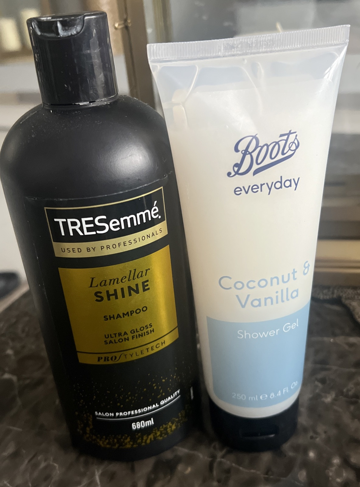 Bundle Of TRESemme Lamellar SHINE SHAMPOO &BOOTS everyday Coconut &Vanilla Gel