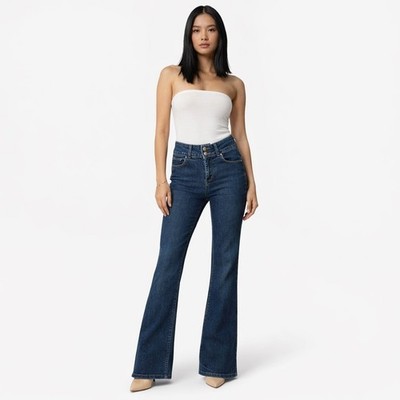 Paige Womens Hidden Hills Flare Jeans 28 Blue Stretch Denim Y2K Boho Revival