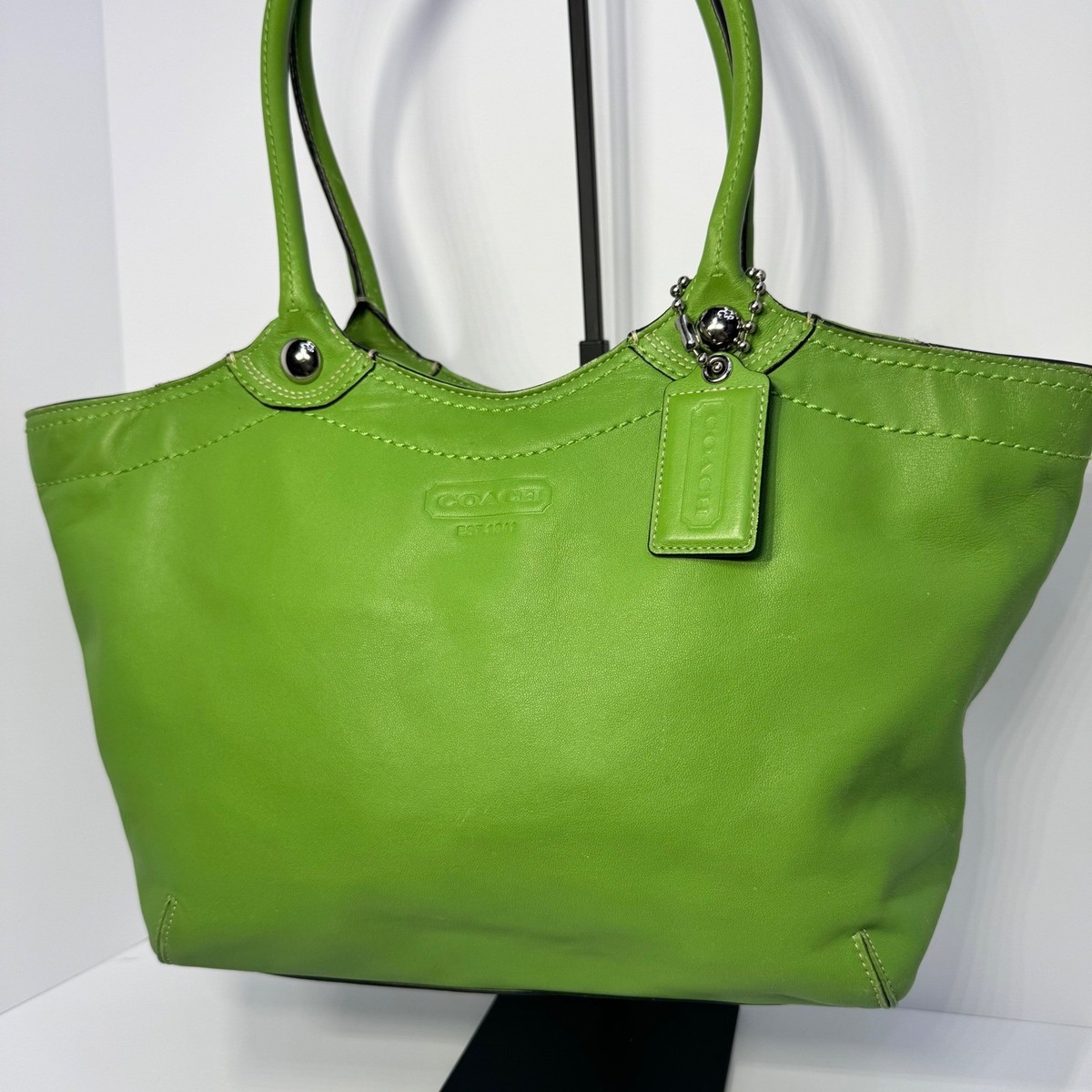 Coach Bleeker Legacy Tote Palm Green Leather Shoulder Bag #K0968