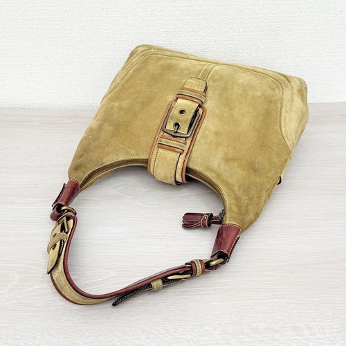 COACH 7472 Hampton Suede Hobo Shoulder Bag Beige Vintage Purse Rare Y2K Used - Picture 7 of 24