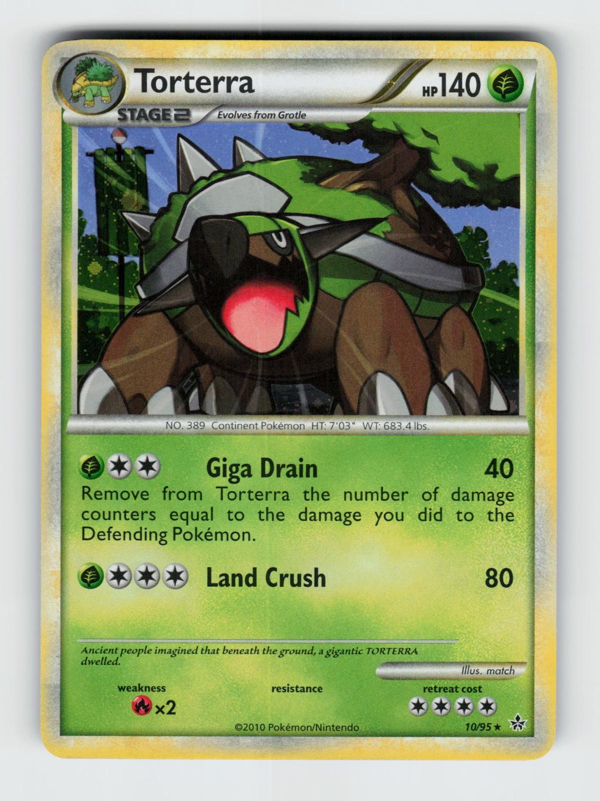 Torterra 10/95 Holo Rare HGSS Unleashed Pokemon 2010 Near Mint
