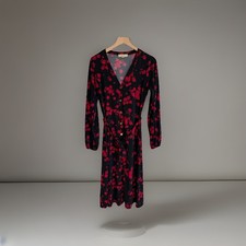 Michael Kors Women's Button Down Long Sleeve Roses Floral Midi Dress Size Medium