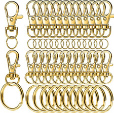60Pcs Gold Swivel Snap Hooks Key Rings Lobster Clasps Keychain Jewelry Set