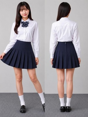 Girls Women All Round Knife Pleated School Uniform Mini Skirt Knee Length Skirt 